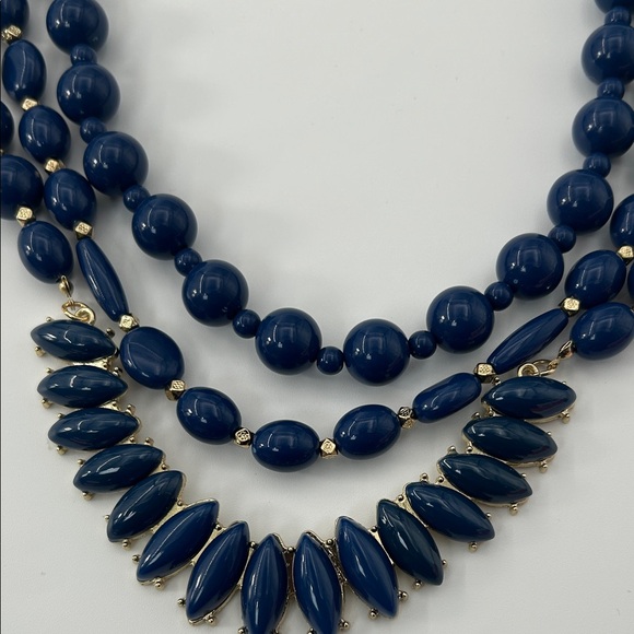 Fashion Jewelry Navy and Gold Beaded Necklace - Picture 8 of 16
